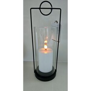 Battery Operated Lighted Fire Glow Flame Lantern LED Candle With Timer New White